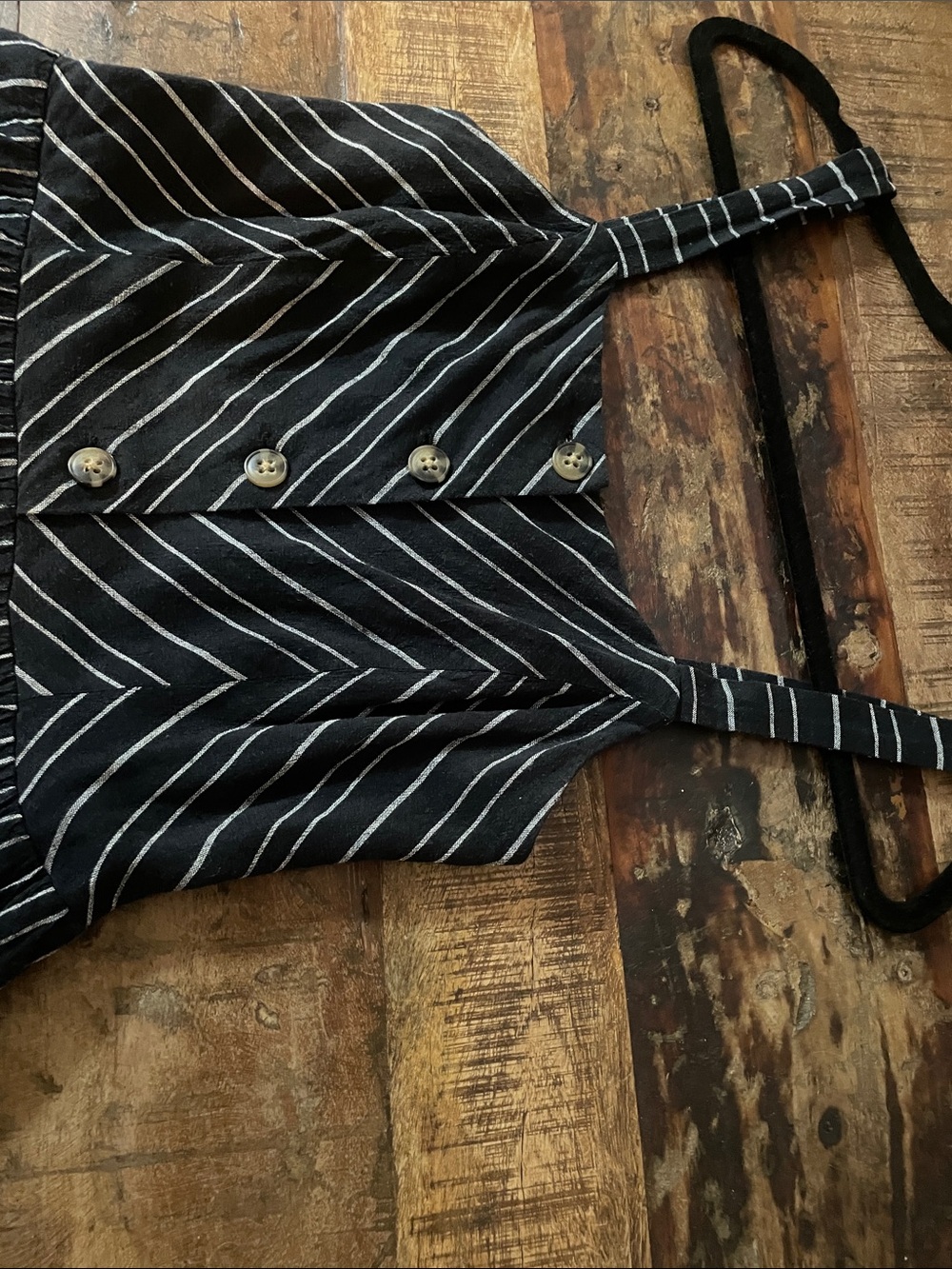 Reitmans Black and White Striped Button-Front Midi Dress with Wide Straps - Picture 7 of 8
